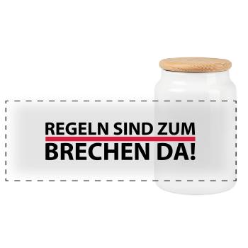 Les règles sont pour briser parce - Boîte à biscuits avec couvercle en bois - blanc - Devant