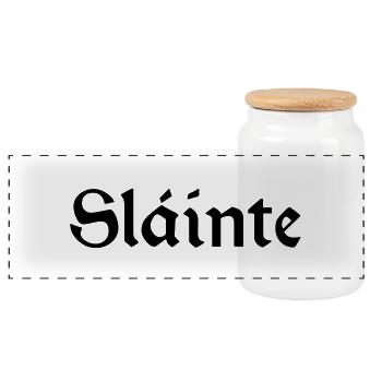 Slainte text uk - Panoramic Cookie Jar with Wooden Lid - white - Front