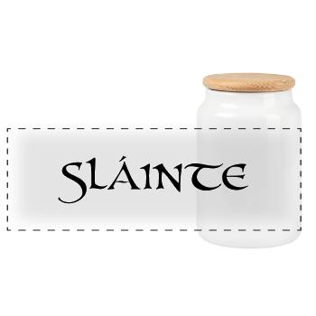 Slainte text uk - Panoramic Cookie Jar with Wooden Lid - white - Front