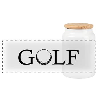 golf spielen - Panorama Keksdose mit Holzdeckel - Weiß - Vorne