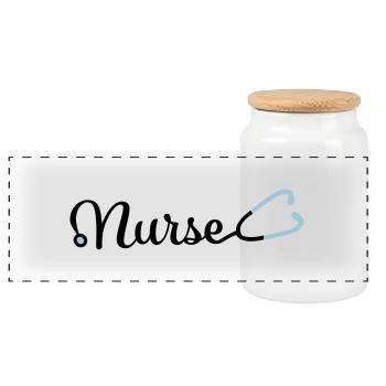 nurse - Panoramic Cookie Jar with Wooden Lid - white - Front