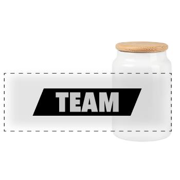 Team - Panorama Keksdose mit Holzdeckel - Weiß - Vorne