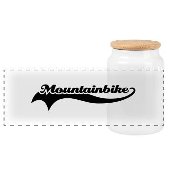 Mountainbike - Panoramic Cookie Jar with Wooden Lid - white - Front