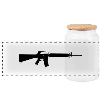 m16 - Panoramic Cookie Jar with Wooden Lid - white - Front