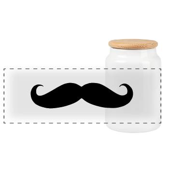 Schneuzer / Mustache (High Quality) - Panorama Keksdose mit Holzdeckel - Weiß - Vorne