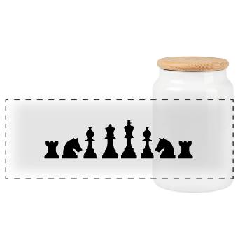 échecs - Boîte à biscuits avec couvercle en bois - blanc - Devant