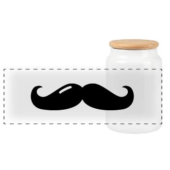 moustache - moustache - barbe - barbe - Boîte à biscuits avec couvercle en bois - blanc - Devant