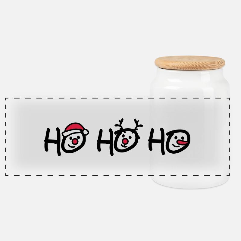 Ho Ho Ho - Panorama Keksdose mit Holzdeckel - Weiß