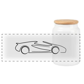 Cabrio PS Roadster Sportwagen Tribal - Panorama Keksdose mit Holzdeckel - Weiß - Vorne