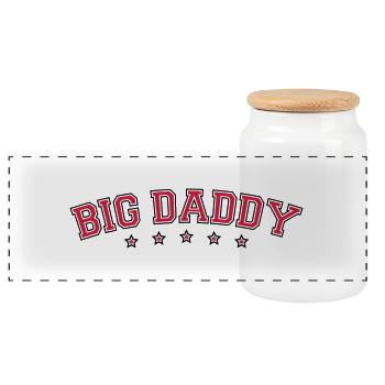 Father's day logo Big Daddy hero dad Vater - Panoramic Cookie Jar with Wooden Lid - white - Front