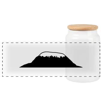 Africa Mount Kilimanjaro - Panoramic Cookie Jar with Wooden Lid - white - Front