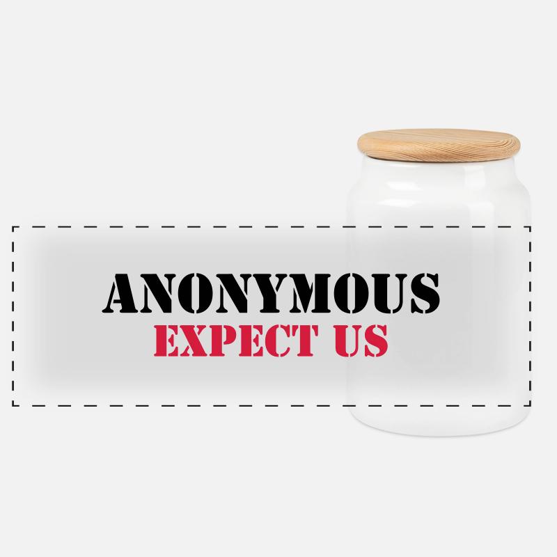 Anonymous : Expect us - Panorama Keksdose mit Holzdeckel - Weiß