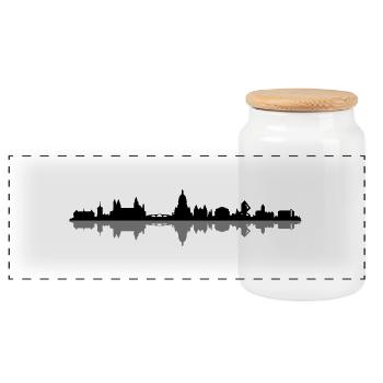 Skyline - Mainz - Panorama Keksdose mit Holzdeckel - Weiß - Vorne