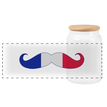 France Français Française French Frankreich - Panoramic Cookie Jar with Wooden Lid - white - Front