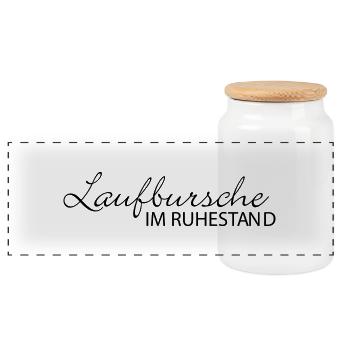 Laufbursche - Panorama Keksdose mit Holzdeckel - Weiß - Vorne