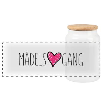 maedels herz gang liebe - Panorama Keksdose mit Holzdeckel - Weiß - Vorne