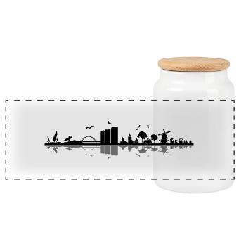 Skyline - Küste Fehmarn - Panorama Keksdose mit Holzdeckel - Weiß - Vorne