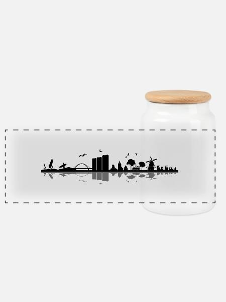 Skyline - Küste Fehmarn - Panorama Keksdose mit Holzdeckel - Weiß