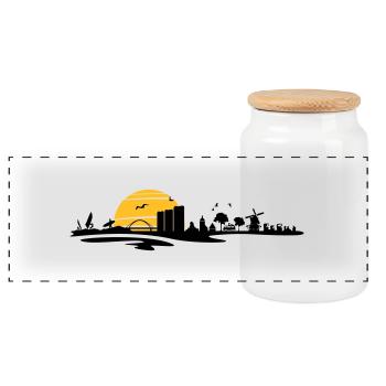 Skyline - Küste Fehmarn - Panorama Keksdose mit Holzdeckel - Weiß - Vorne