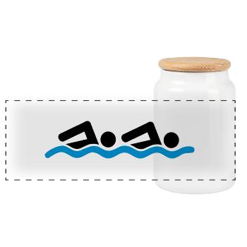 Équipe de natation - Boîte à biscuits avec couvercle en bois - blanc - Devant