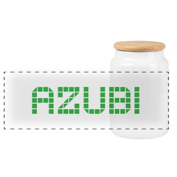 Azubi Tshirt 2 23 gruen - Panorama Keksdose mit Holzdeckel - Weiß - Vorne