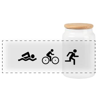triathlon - Panorama Keksdose mit Holzdeckel - Weiß - Vorne