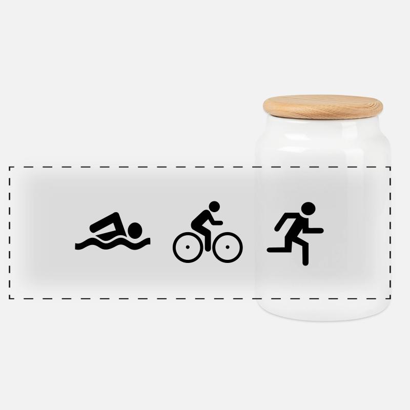 triathlon - Panorama Keksdose mit Holzdeckel - Weiß