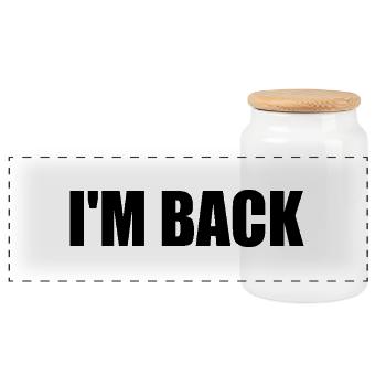 I'm back - Panoramic Cookie Jar with Wooden Lid - white - Front