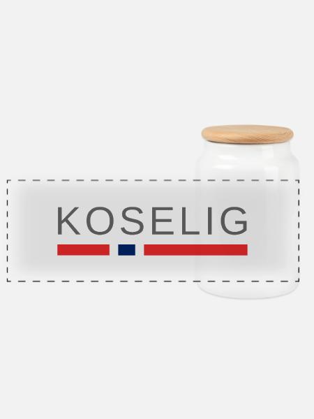 Gemütliches Norwegen - Panorama Keksdose mit Holzdeckel - Weiß
