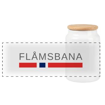 Flåm Railway Norway - Panoramic Cookie Jar with Wooden Lid - white - Front