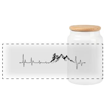 Vibrant Nature Mountain Illustration - Panoramic Cookie Jar with Wooden Lid - white - Front