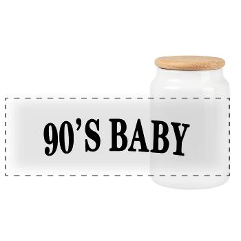 bébé des années 90 - Boîte à biscuits avec couvercle en bois - blanc - Devant