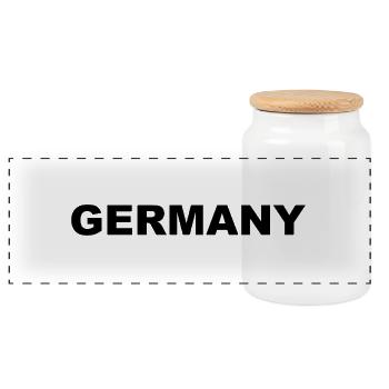 Germany - Soccer - Fussball - Slogan - Deutschland - Panoramic Cookie Jar with Wooden Lid - white - Front