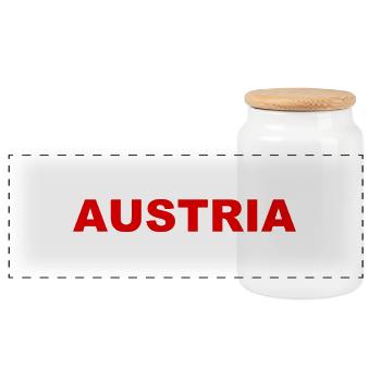 Austria - Österreich - Panoramic Cookie Jar with Wooden Lid - white - Front