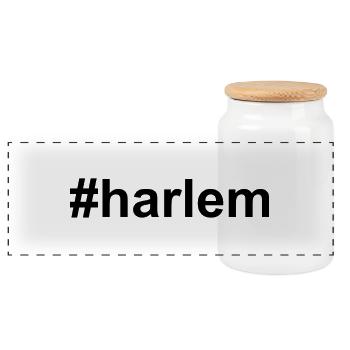 Harlem - Hashtag - #harlem - New York - NY - NYC - Panorama Keksdose mit Holzdeckel - Weiß - Vorne