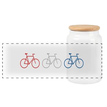 3 vélos - Boîte à biscuits avec couvercle en bois - blanc - Devant