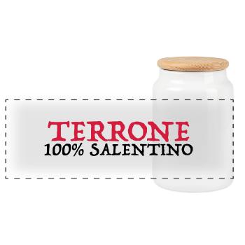 terrone salentino 100 - Panoramic Cookie Jar with Wooden Lid - white - Front