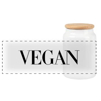 VEGAN - Panorama Keksdose mit Holzdeckel - Weiß - Vorne