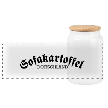 SOFARR KARRTOFFEL - Panorama Keksdose mit Holzdeckel - Weiß - Vorne