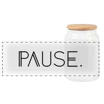 Pause. - Panorama Keksdose mit Holzdeckel - Weiß - Vorne