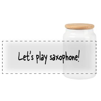 Let's play saxophone - Panorama Keksdose mit Holzdeckel - Weiß - Vorne