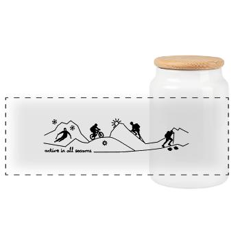 mountain season sports - Panorama Keksdose mit Holzdeckel - Weiß - Vorne