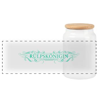 Rülpskönigin (Front) - Panorama Keksdose mit Holzdeckel - Weiß - Vorne