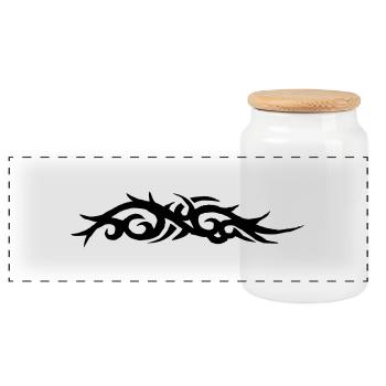tribal tattoo - Panoramic Cookie Jar with Wooden Lid - white - Front