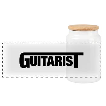 guitarist_1___f1 - Panorama Keksdose mit Holzdeckel - Weiß - Vorne