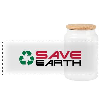 Recycling__V007 - Panorama Keksdose mit Holzdeckel - Weiß - Vorne
