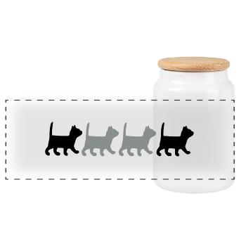 Kleine Katzen gehen - Panorama Keksdose mit Holzdeckel - Weiß - Vorne