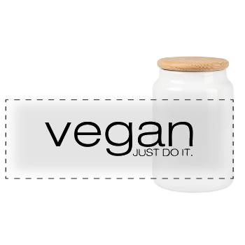 Vegan just do it - Panorama Keksdose mit Holzdeckel - Weiß - Vorne