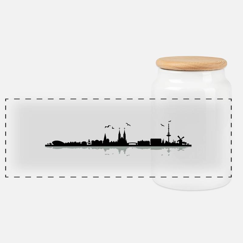 Bremen Skyline - Panorama Keksdose mit Holzdeckel - Weiß
