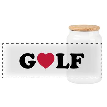 Golf heart - Panorama Keksdose mit Holzdeckel - Weiß - Vorne